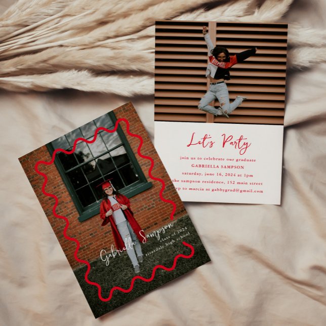 Red Modern Graduation Invitations Announcement (Creator Uploaded)