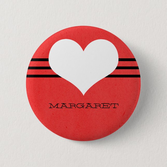 Red Modern Heart Button (Front)
