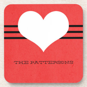 Red Modern Heart Coaster Set