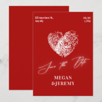 Red modern heart fingerprint wedding