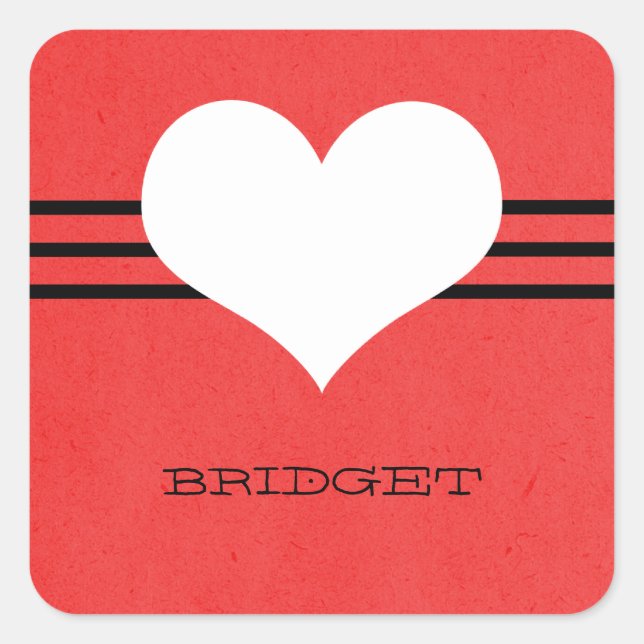 Red Modern Heart Stickers (Front)