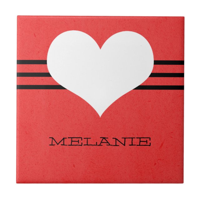 Red Modern Heart Tile (Front)