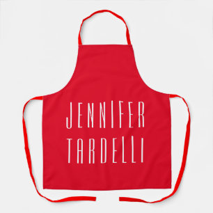 Red Modern Minimalist Elegant Your Name Apron