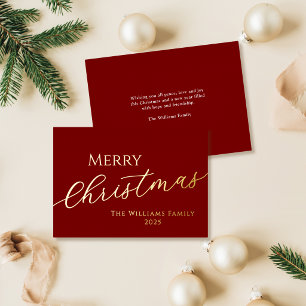 Red Modern Minimalist Merry Christmas Foil Holiday Card