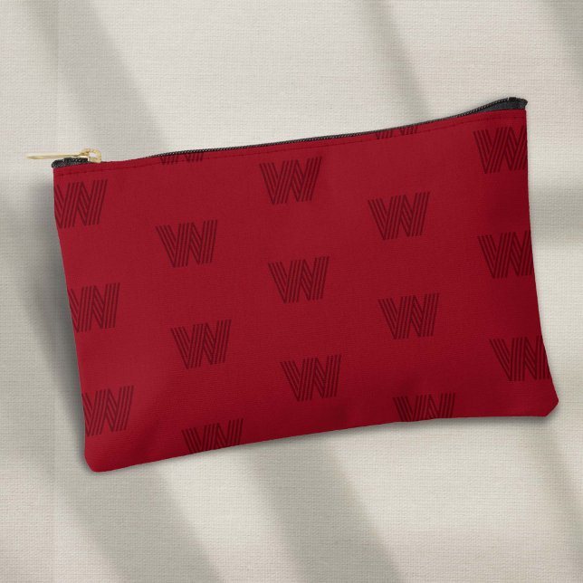 red modern monogrammed accessory pouch (Red monogram, Accessory pouch.)