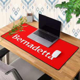 Red Modern Name Elegant Trendy Minimalist Desk Mat