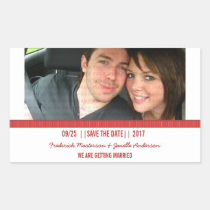 Red Modern Photo Save the Date Stickers
