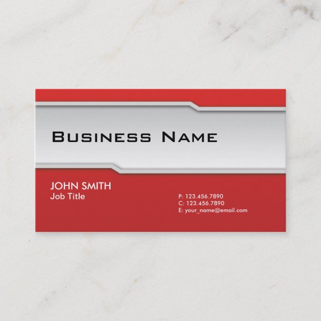 Red Modern Professional Elegant Classy Business Card (Front)
