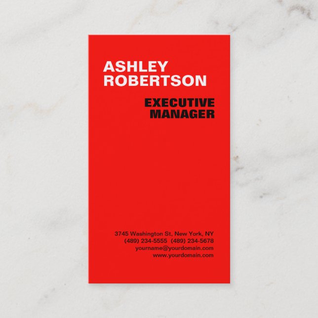 Red Modern Professional Minimalist Business Card (Front)