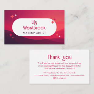 Red Modern Retro Groovy Wavy Vintage Thank You Business Card