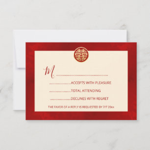 Red Modern RSVP Chinese Wedding Card