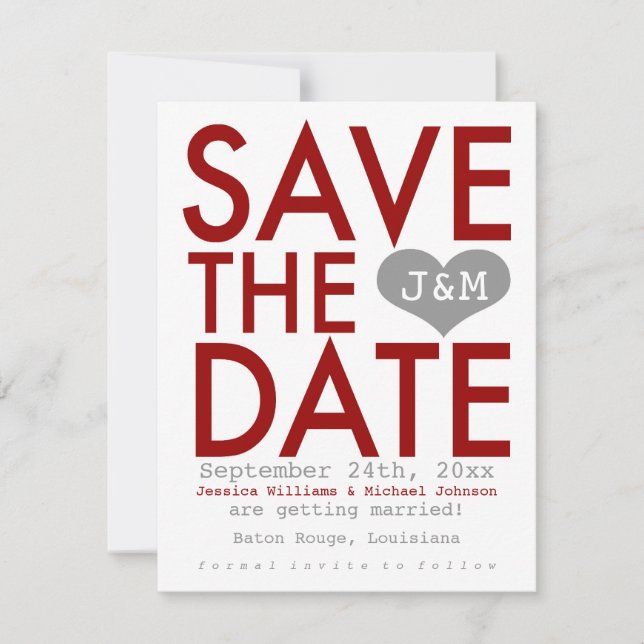 Red Modern Save the Date (Front)