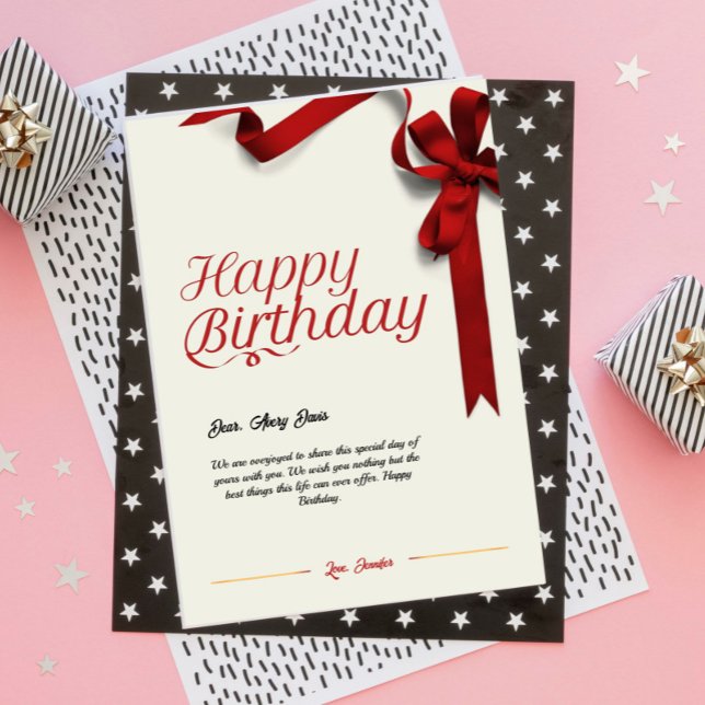 Red Modern Simple Happy birthday card (Creator Uploaded)