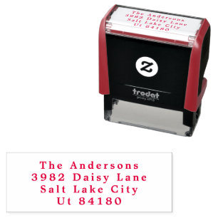Red Modern Simple Plain Christmas Return Address Self-inking Stamp
