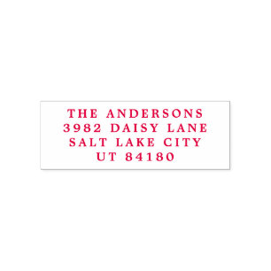 Red Modern Simple Plain Christmas Return Address Self-inking Stamp
