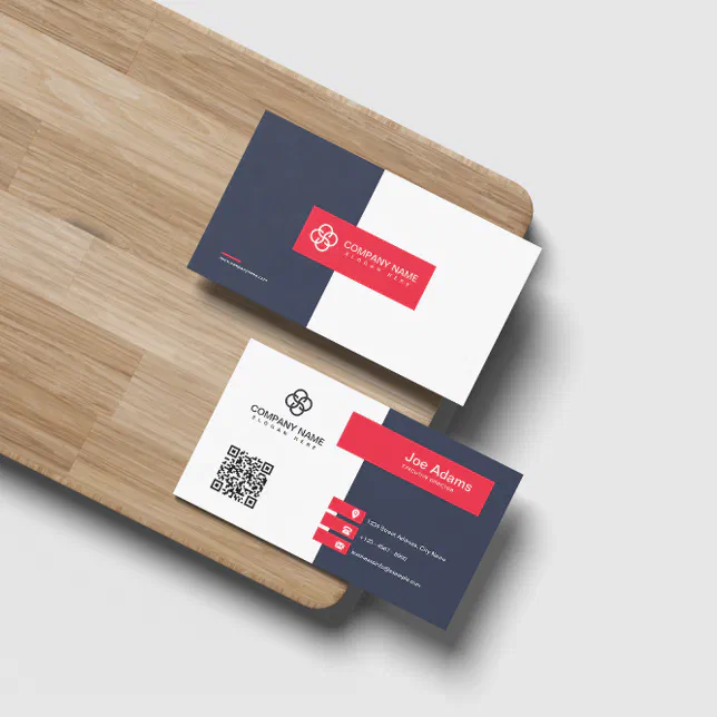 Red Modern Simple Professional QR code Scannable Business Card | Zazzle