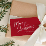 Red Modern Simple Script Merry Christmas  Gift Tags<br><div class="desc">Red Modern Simple Script Merry Christmas Gift Tags feature a modern calligraphy message.</div>