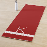 Red Modern Simple Stripe Monogram Name Yoga Mat<br><div class="desc">Modern and simple, this personalised red yoga mat is chic and stylish for the minimalist who loves a little flair, but not too much - to take to the gym or use for home workouts and sun salutation sessions. Add a name or personal mantra or inspiration word in the stripe,...</div>
