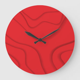 Red, modern, trendy, cool paper cut style art large clock