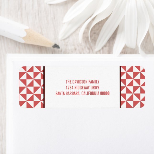Red Modern Triangles Holiday Address Labels (Insitu)