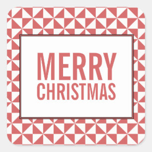 Red Modern Triangles Holiday Stickers