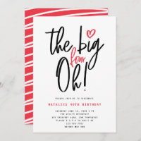 red modern typography 40th birthday party