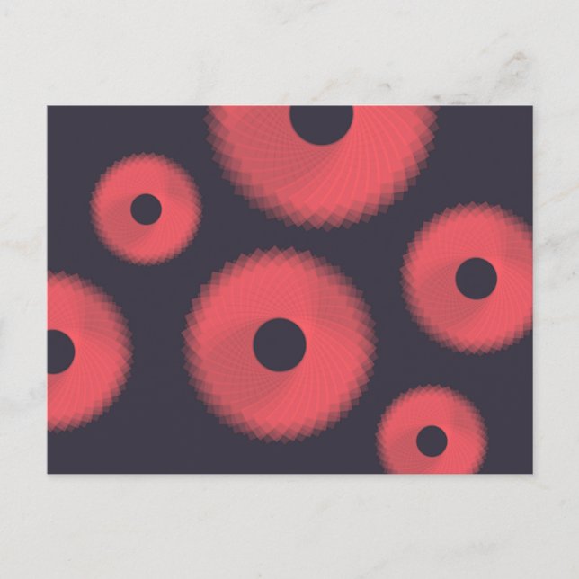 Red, modern, urban, fun abstract geometric graphic postcard (Front)
