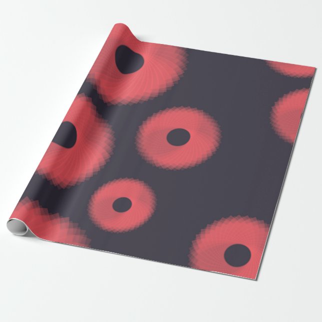 Red, modern, urban, fun abstract geometric graphic wrapping paper (Unrolled)
