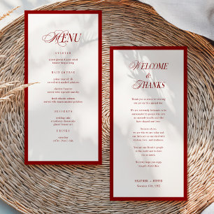 Red Modern Wedding Menu and Thank You Note Back