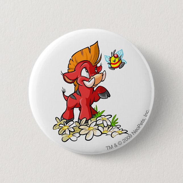 Red Moehog and Buzz 6 Cm Round Badge (Front)