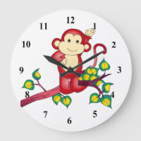 Red Monkey Animal Clock