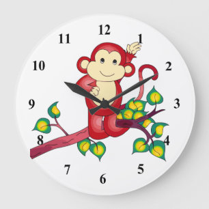 Red Monkey Animal Clock