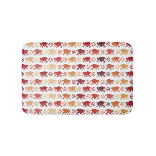 Red Monkeys Pattern Bath Mat