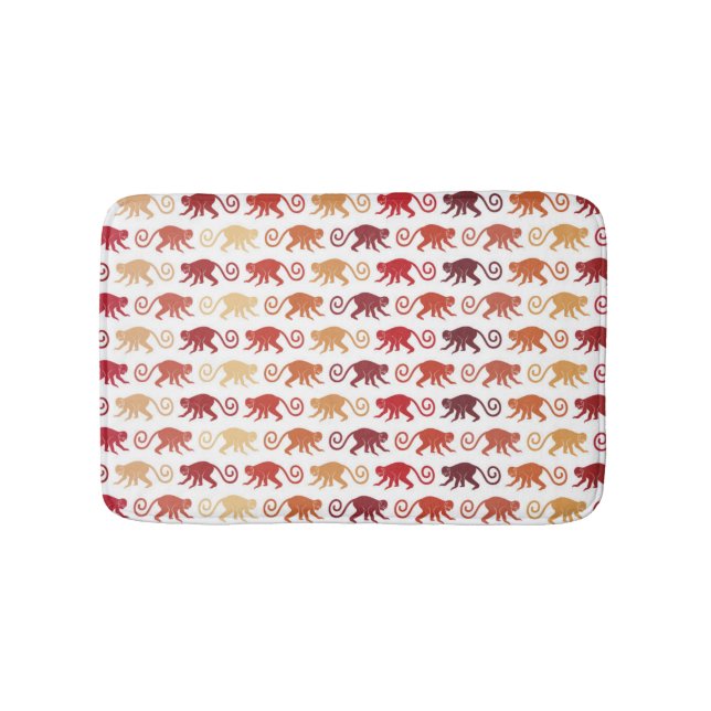 Red Monkeys Pattern Bath Mat (Front)