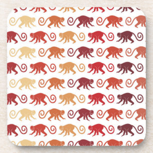 Red Monkeys Pattern Coaster