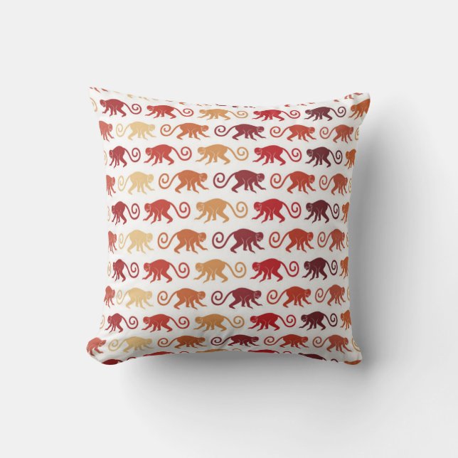 Red Monkeys Pattern Cushion (Front)