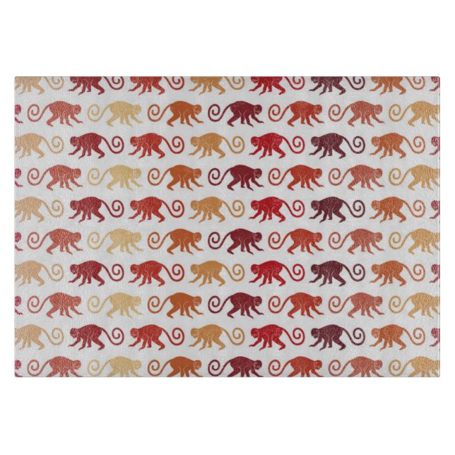 Red Monkeys Pattern Cutting Board (Front)