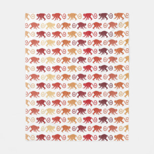Red Monkeys Pattern Fleece Blanket