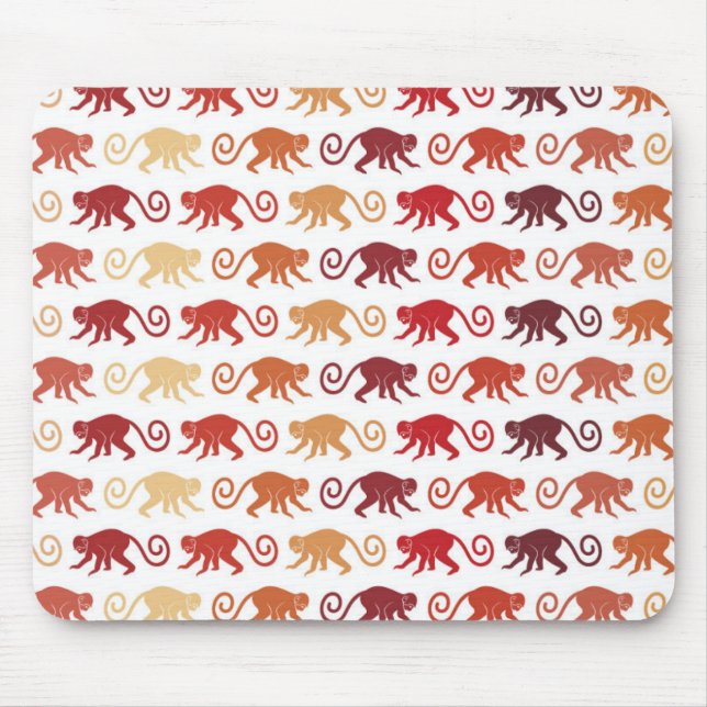 Red Monkeys Pattern Mouse Pad (Front)