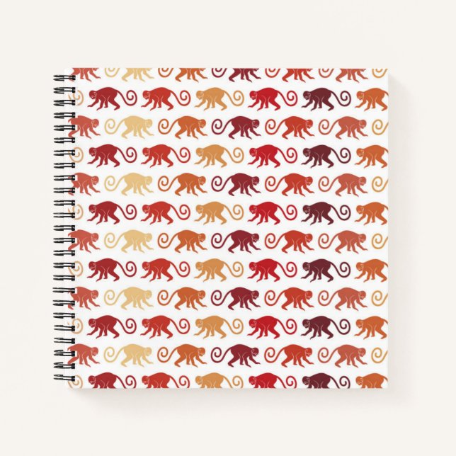 Red Monkeys Pattern Notebook (Front)