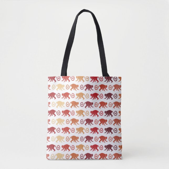 Red Monkeys Pattern Tote Bag (Front)