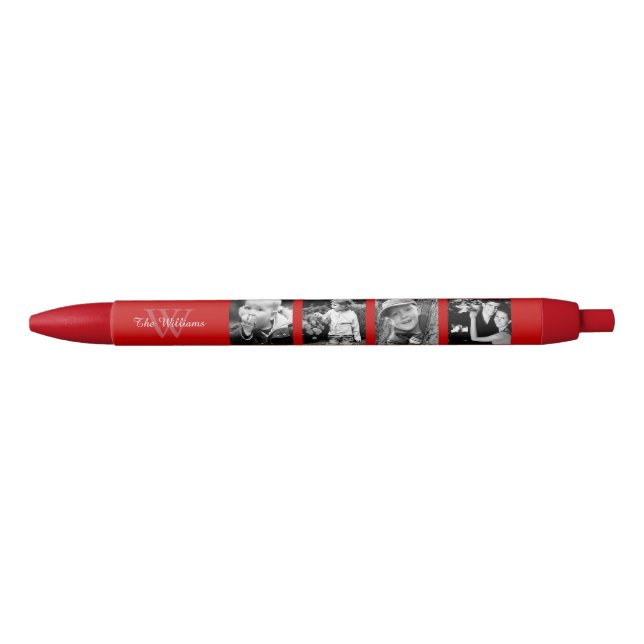 Red Monogram and Photo Collage Ink Pen (Front)