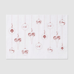 Red Monogram Bauble Hanging Ornaments Christmas Tissue Paper