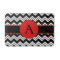 Red Monogram Black White Chevron ZizZag Rug