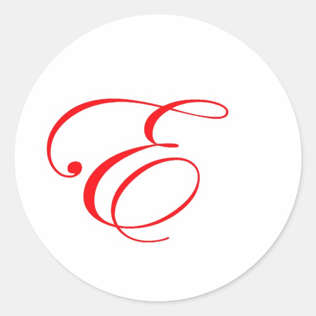 Red Monogram E Classic Round Sticker (Front)
