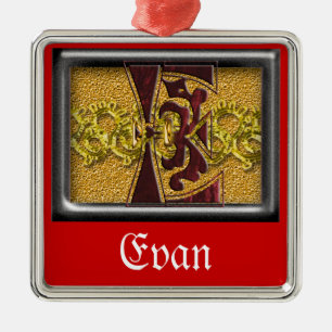 red monogram E Metal Tree Decoration