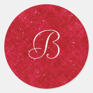 Red Monogram faux Glitter Belly Band Classic Round Sticker