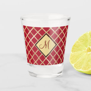Red Monogram Initial Shot Glass
