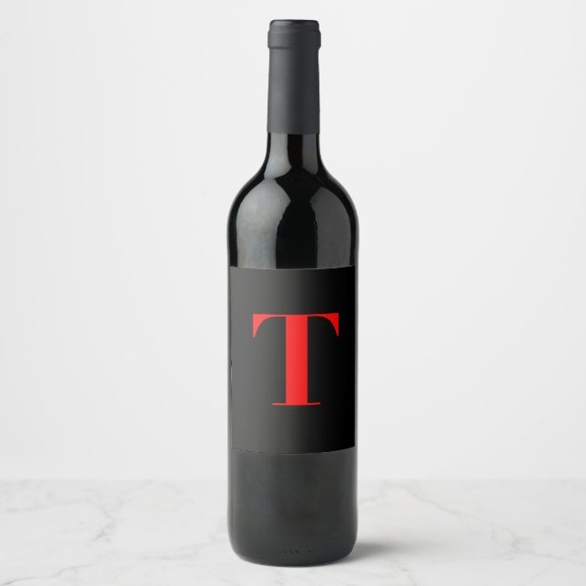 RED MONOGRAM INITIAL T WINE LABEL (Front)