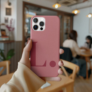 Red Monogram Letter Simple Colour Minimalist Style iPhone 15 Pro Case